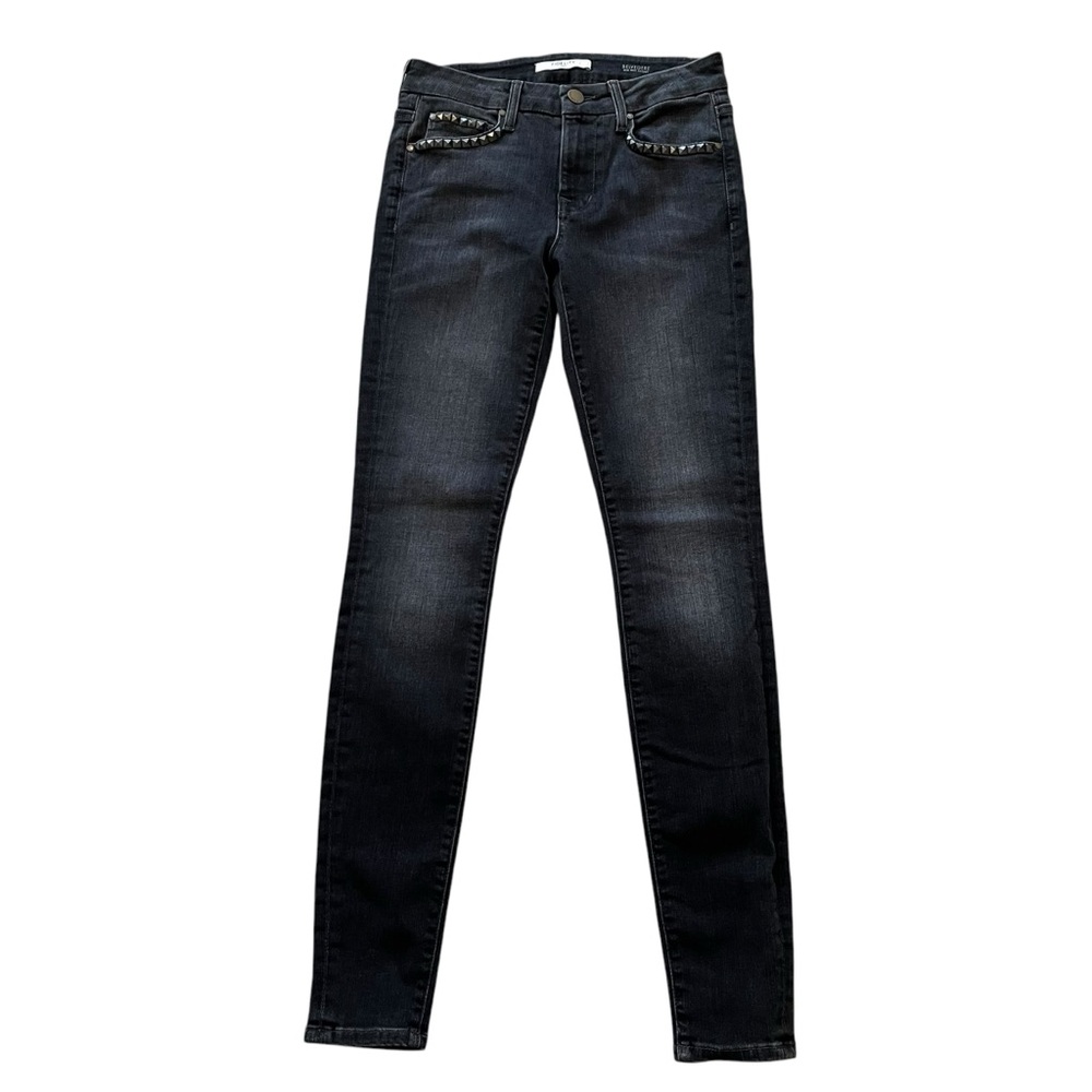 Fidelity Belvedere Mid-Rise Skinny Jean with Stud Detail In Lightening" 25
